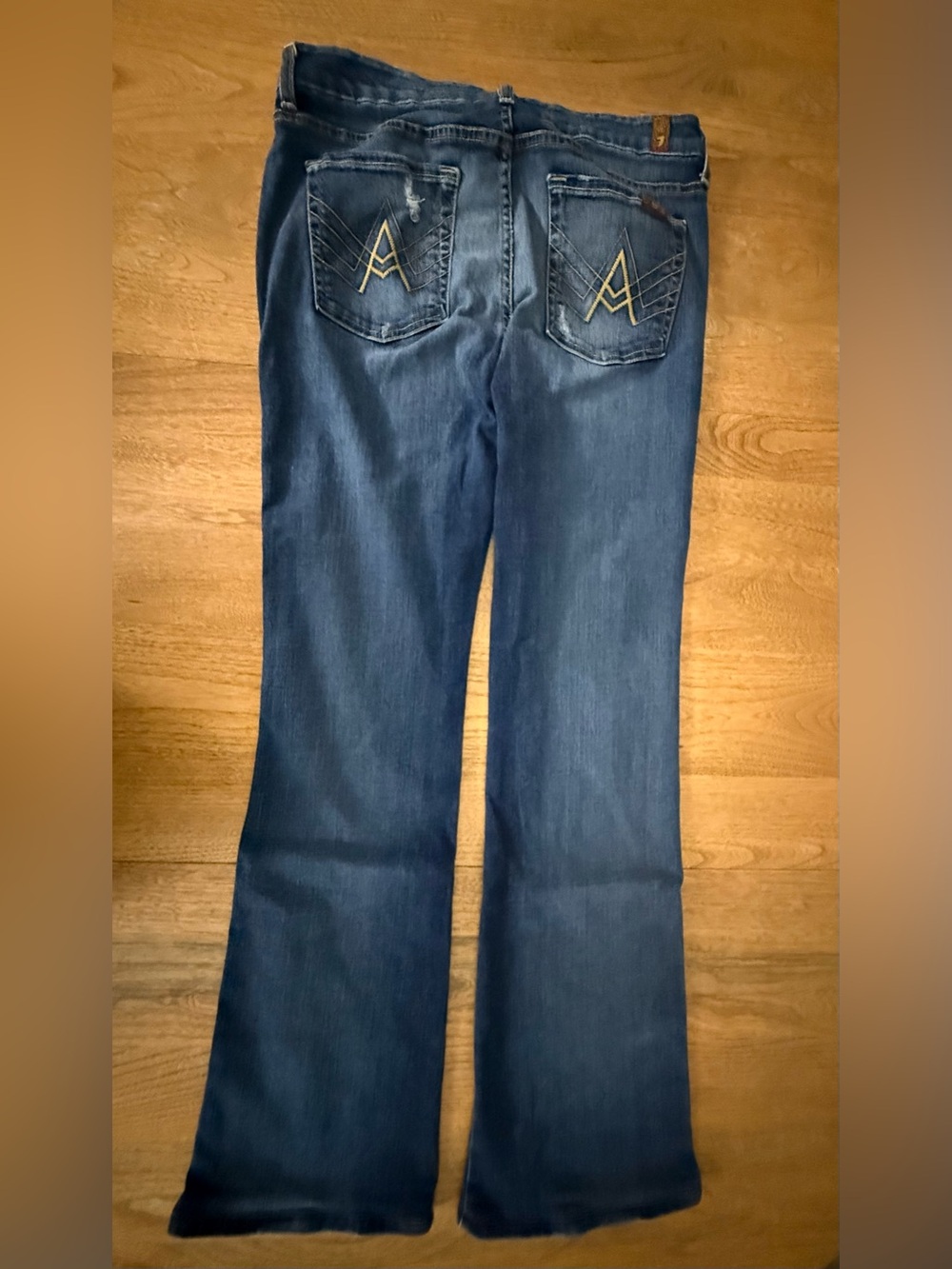 7 For All Mankind Women's Blue Flare Jeans - Picture 4 of 9